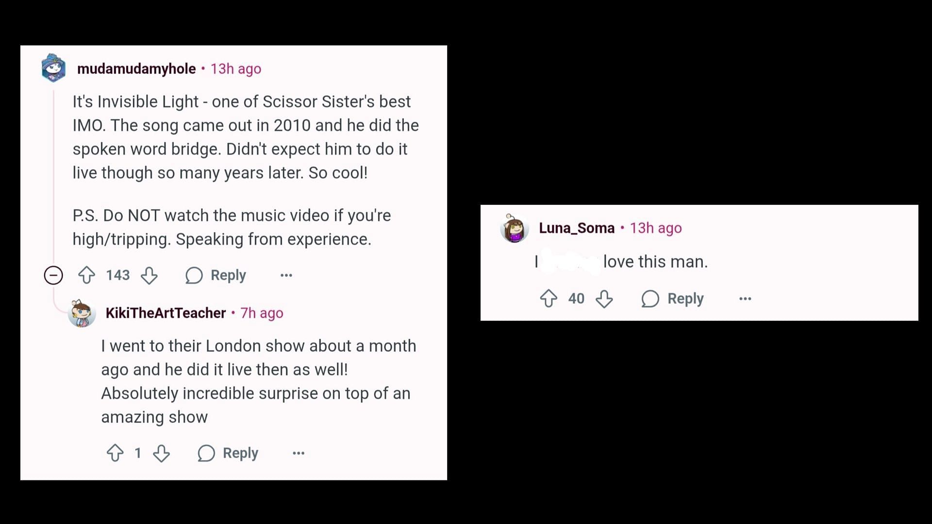 Online responses (Images via Reddit/r/Fauxmoi)